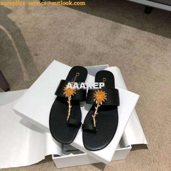 Replica Dior Jardin Thong Sandal KCQ417 Calfskin Black 4