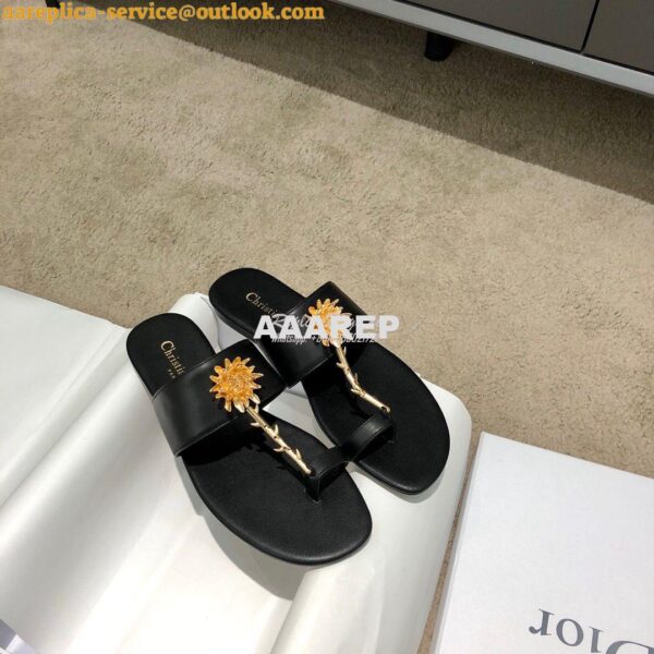 Replica Dior Jardin Thong Sandal KCQ417 Calfskin Black 5