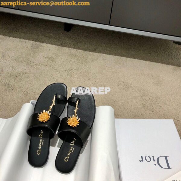 Replica Dior Jardin Thong Sandal KCQ417 Calfskin Black 6