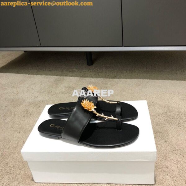 Replica Dior Jardin Thong Sandal KCQ417 Calfskin Black 8