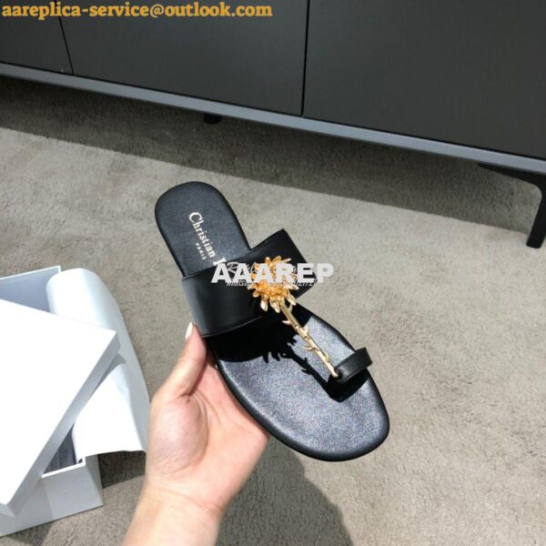 Replica Dior Jardin Thong Sandal KCQ417 Calfskin Black 9