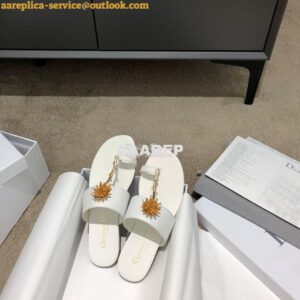 Replica Dior Jardin Thong Sandal KCQ417 Calfskin White 2