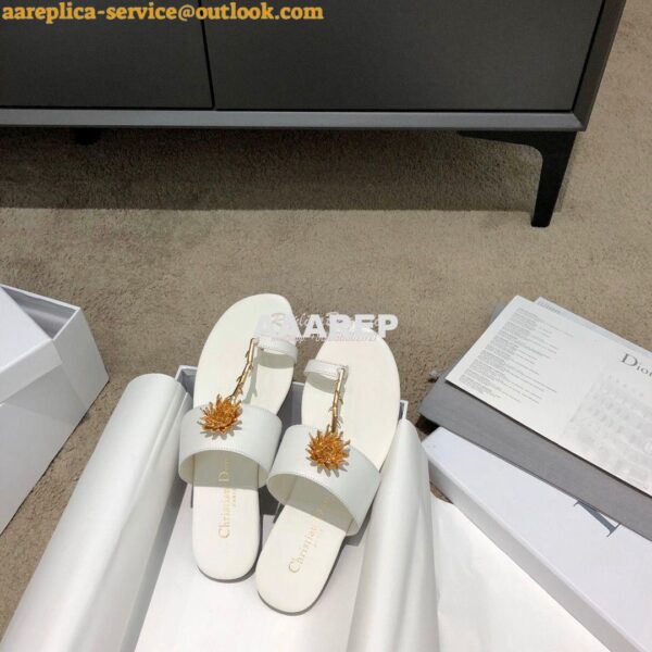 Replica Dior Jardin Thong Sandal KCQ417 Calfskin White 4