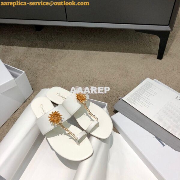 Replica Dior Jardin Thong Sandal KCQ417 Calfskin White 5