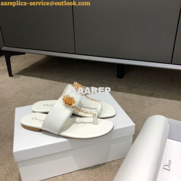 Replica Dior Jardin Thong Sandal KCQ417 Calfskin White 6