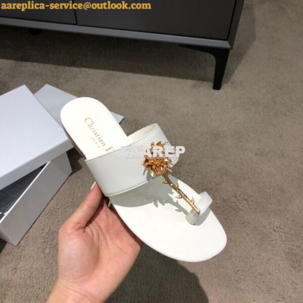 Replica Dior Jardin Thong Sandal KCQ417 Calfskin White 7