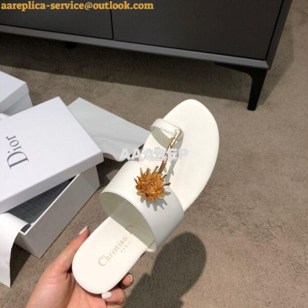 Replica Dior Jardin Thong Sandal KCQ417 Calfskin White 8