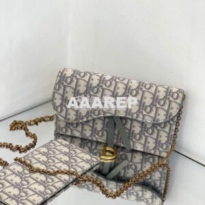 Replica Dior Saddle Wallet Gray Oblique Jacquard S5614 2