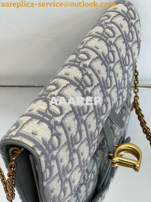 Replica Dior Saddle Wallet Gray Oblique Jacquard S5614 3