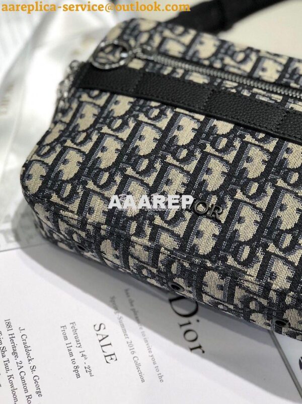 Replica Dior Safari Messenger Bag Oblique Jacquard w Grained Black Cal 15