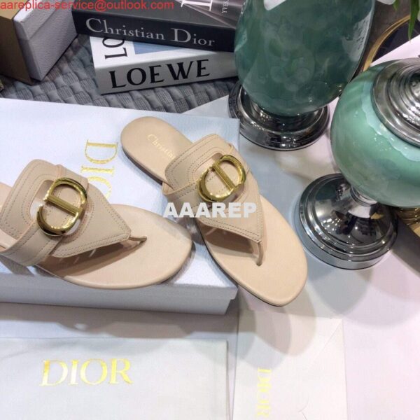 Replica Dior KCQ386 Diro 30 Montaigne Flat Thong Sandals Calfskin Apricot 6