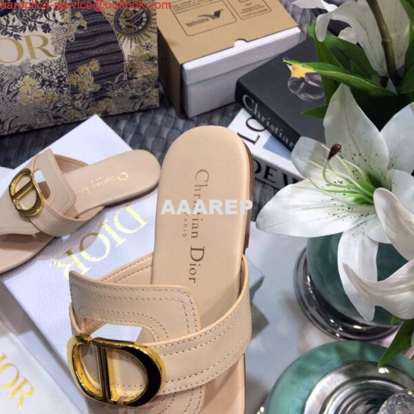 Replica Dior KCQ386 Diro 30 Montaigne Flat Thong Sandals Calfskin Apricot 10