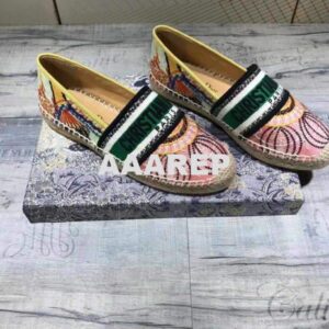 Replica Dior KDB585 Dior Granville Espadrille Shoes Pink Green