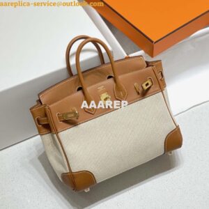 Replica Hermes Birkin Tote Bag Swift leather with canvas 285899 2