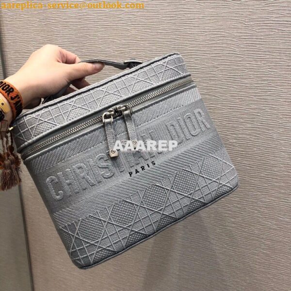 Replica Dior Travel Vanity Bag Light Gray Cannage Embroidery S5417 7