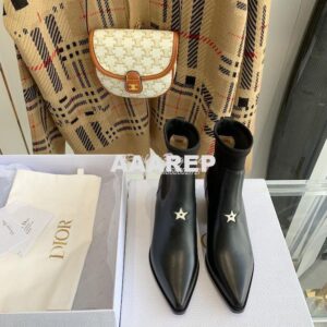 Replica Dior L.A. Star Black Leather Ankle Boots 55M6I