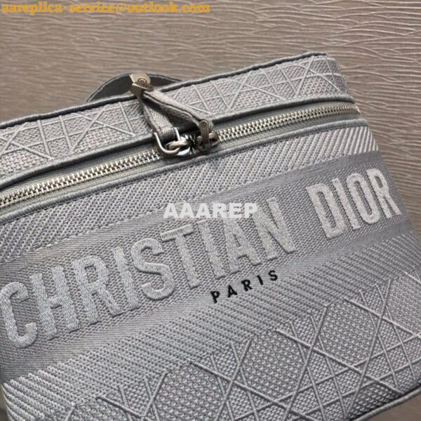 Replica Dior Travel Vanity Bag Light Gray Cannage Embroidery S5417 9