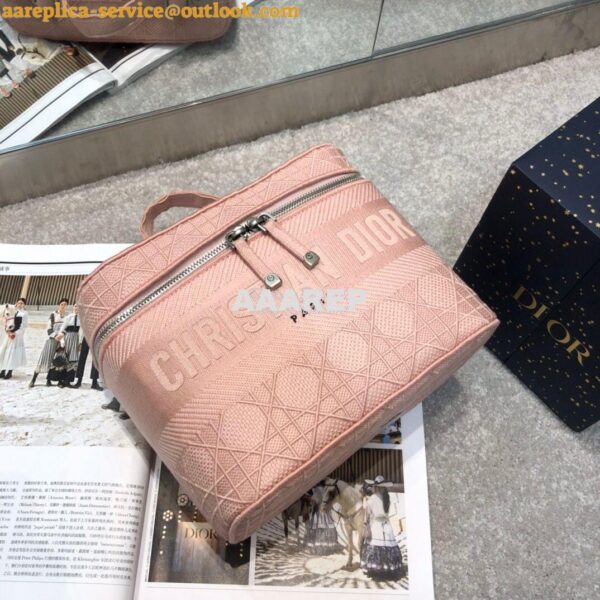 Replica Dior Travel Vanity Bag Pink Cannage Embroidery S5417 4