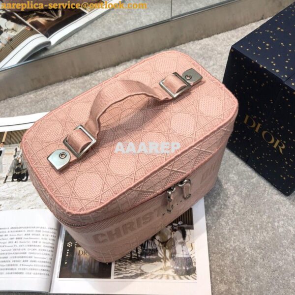 Replica Dior Travel Vanity Bag Pink Cannage Embroidery S5417 5