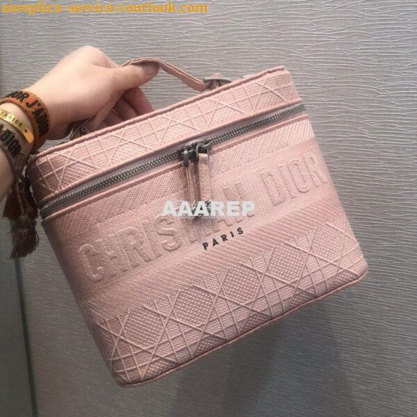 Replica Dior Travel Vanity Bag Pink Cannage Embroidery S5417 6