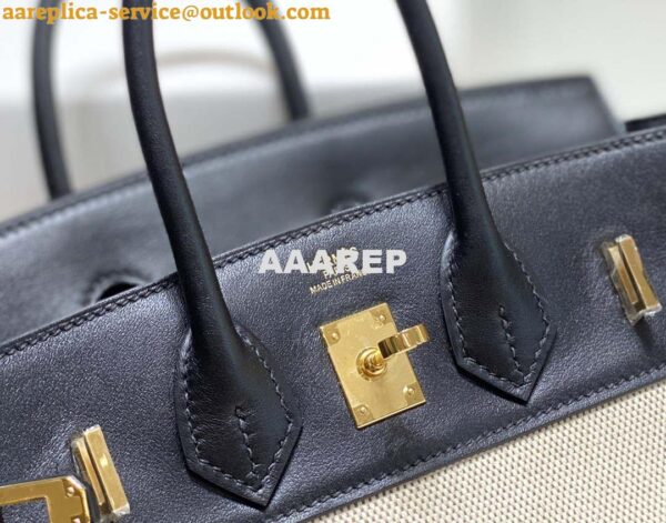 Replica Hermes Birkin Tote Bag Swift leather with canvas 285901 5