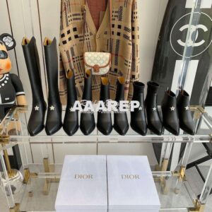 Replica Dior L.A. Star Black Leather High Boots 35M16I 2