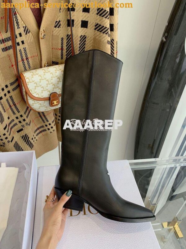 Replica Dior L.A. Star Black Leather High Boots 35M16I 7