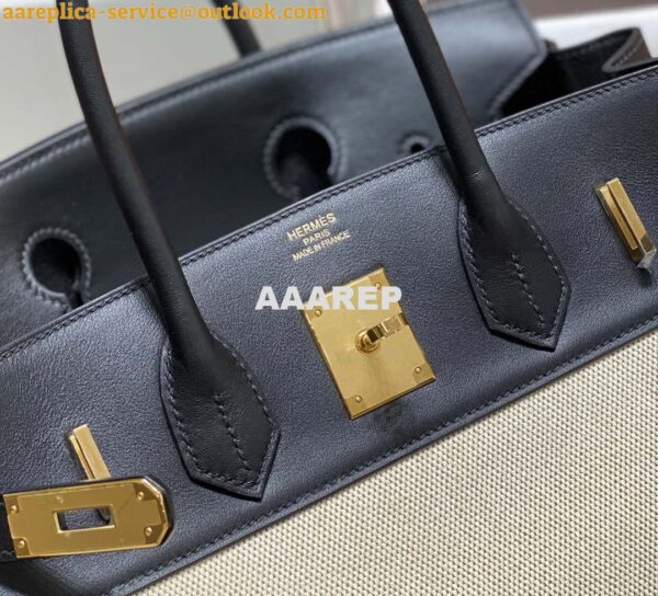 Replica Hermes Birkin Tote Bag Swift leather with canvas 285901 13