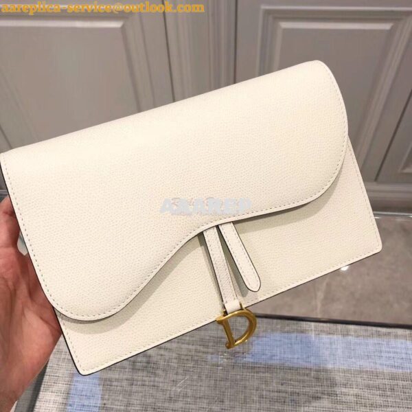 Replica Dior White Saddle Calfskin Clutch 3