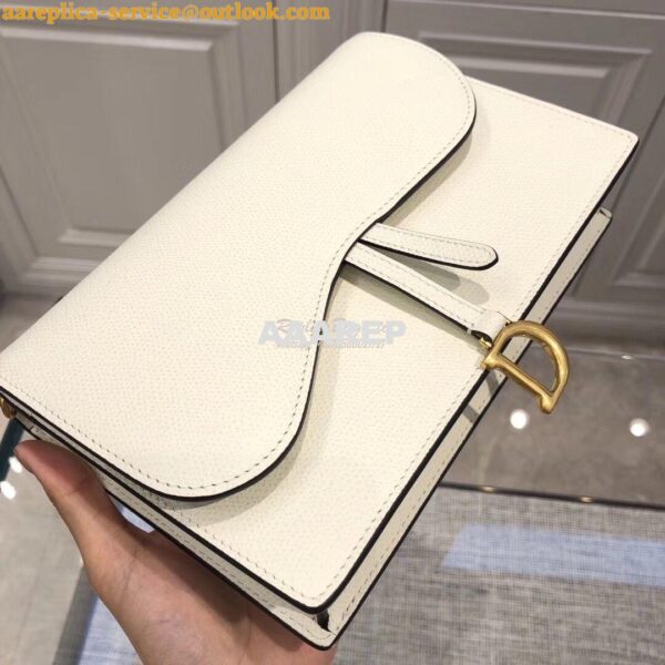 Replica Dior White Saddle Calfskin Clutch 4