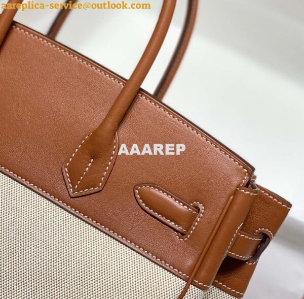 Replica Hermes Birkin Tote Bag Swift leather with canvas 285903 3