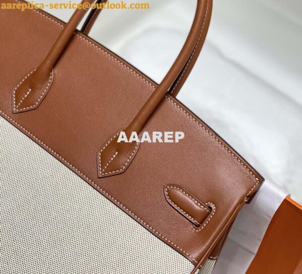 Replica Hermes Birkin Tote Bag Swift leather with canvas 285903 15