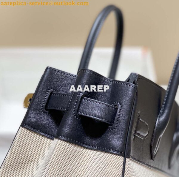 Replica Hermes Birkin Tote Bag Swift leather with canvas 285904 3