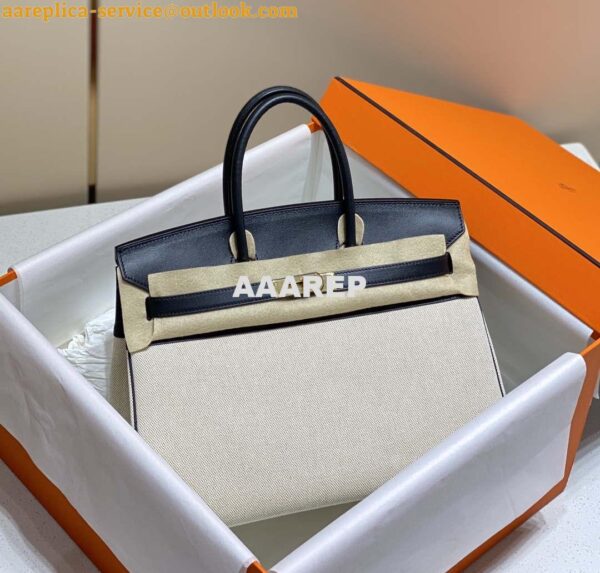 Replica Hermes Birkin Tote Bag Swift leather with canvas 285904 9