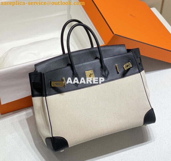 Replica Hermes Birkin Tote Bag Swift leather with canvas 285904 11