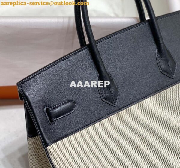 Replica Hermes Birkin Tote Bag Swift leather with canvas 285904 13