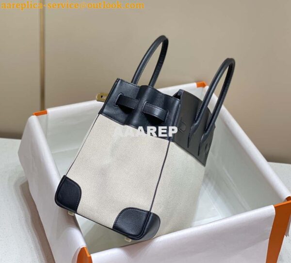 Replica Hermes Birkin Tote Bag Swift leather with canvas 285904 14