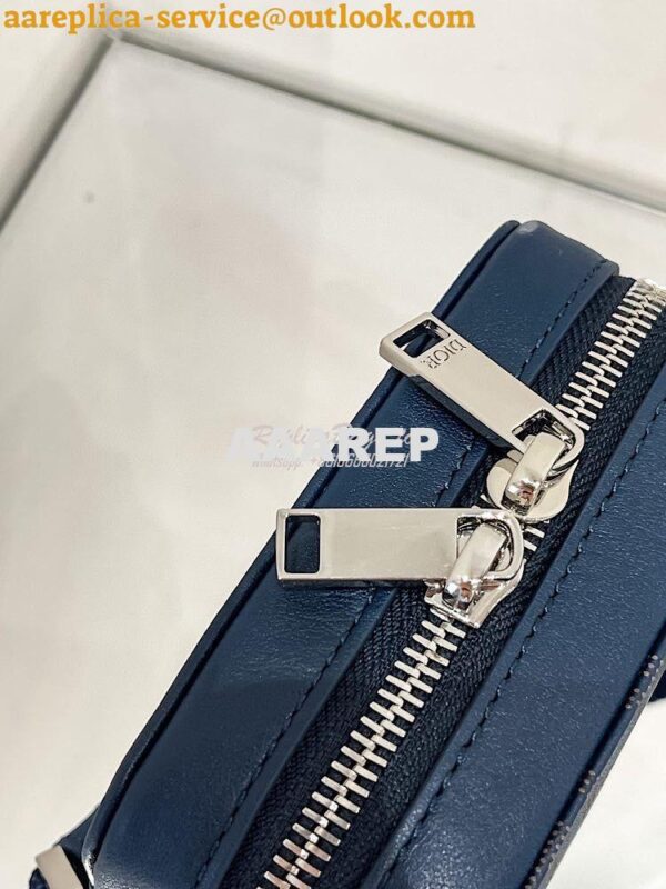 Replica Dior World Tour Messenger Pouch Blue Oblique Galaxy Leather 7