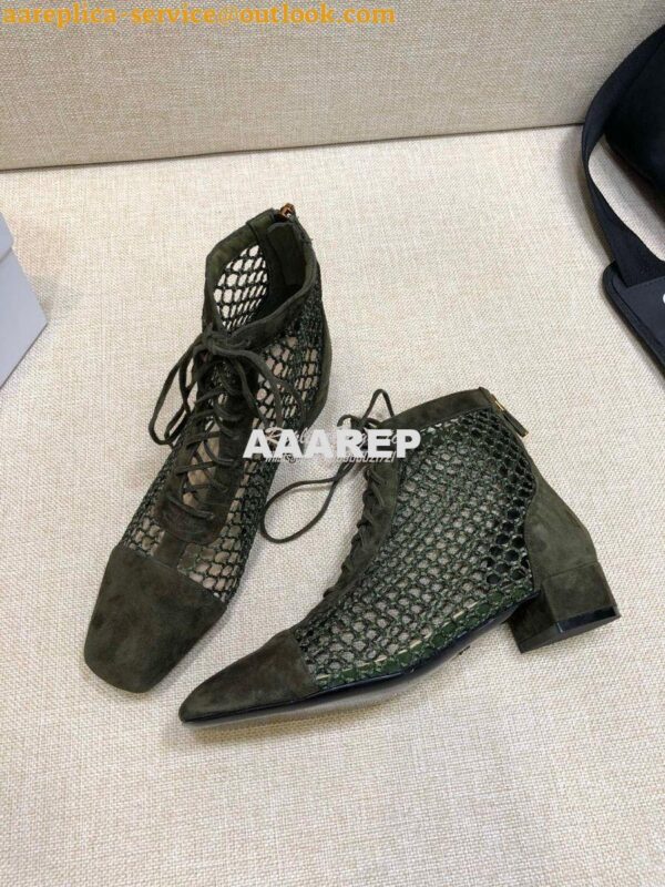 Replica Dior Naughtily-D Ankle Boot Green Mesh and Suede Calfskin KCI4 7