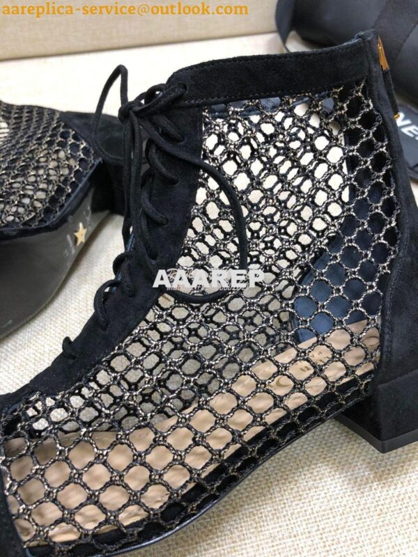 Replica Dior Naughtily-D Ankle Boot Metallic Gold Tone Fishnet and Bla 7