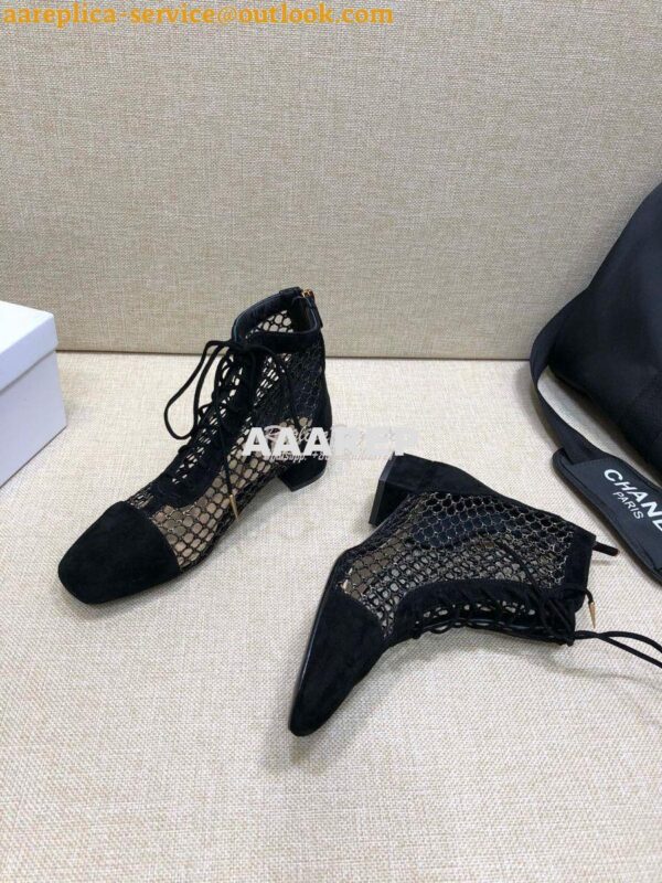 Replica Dior Naughtily-D Ankle Boot Metallic Gold Tone Fishnet and Bla 8