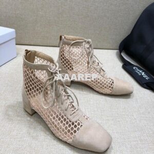 Replica Dior Naughtily-D Ankle Boot Nude Mesh and Suede Calfskin KCI49 2