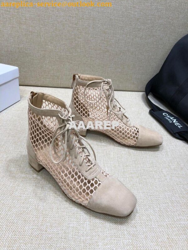 Replica Dior Naughtily-D Ankle Boot Nude Mesh and Suede Calfskin KCI49 4