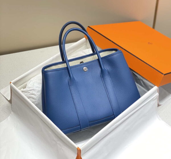 Replica Hermes Blue Clemence Garden Party 30cm Bag H239040 3