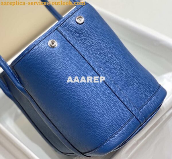 Replica Hermes Blue Clemence Garden Party 30cm Bag H239040 6