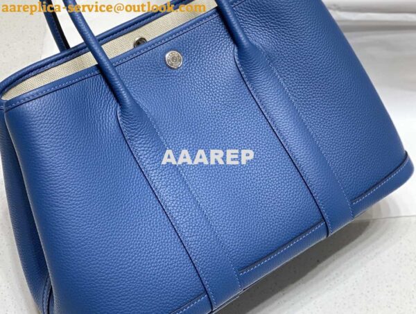 Replica Hermes Blue Clemence Garden Party 30cm Bag H239040 7