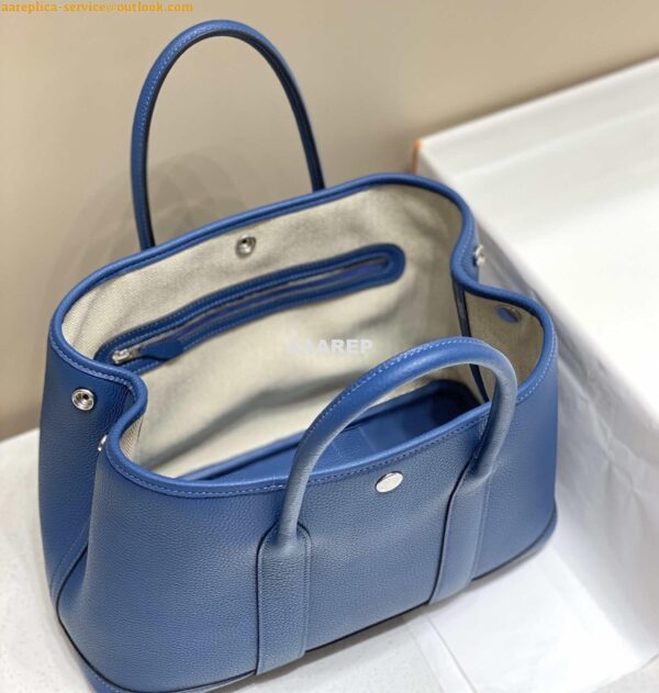 Replica Hermes Blue Clemence Garden Party 30cm Bag H239040 10