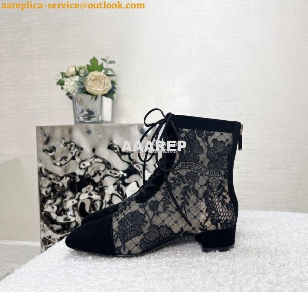 Replica Dior Naughtily-D Heeled Ankle Boots Transparent Mesh and Suede 4