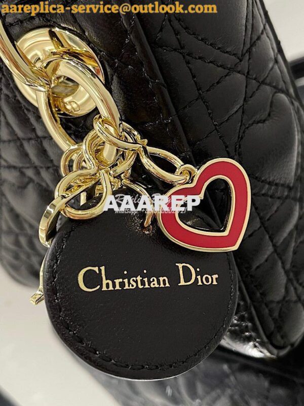 Replica Lady Dior Bag Micro Dioramour Black Cannage Lambskin with Hear 5