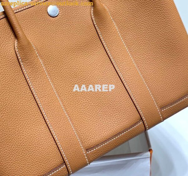 Replica Hermes Brown Clemence Garden Party 30cm Bag H239043 4